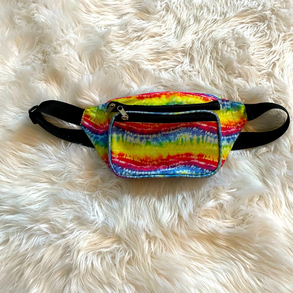 Rainbow tie dye Fanny pack belly bag festival bag gently used